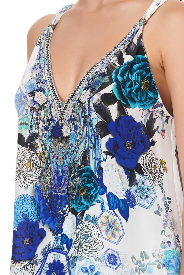 Camilla Tops Women Tank Top With Strap Bead Detail White Side Of The Moon