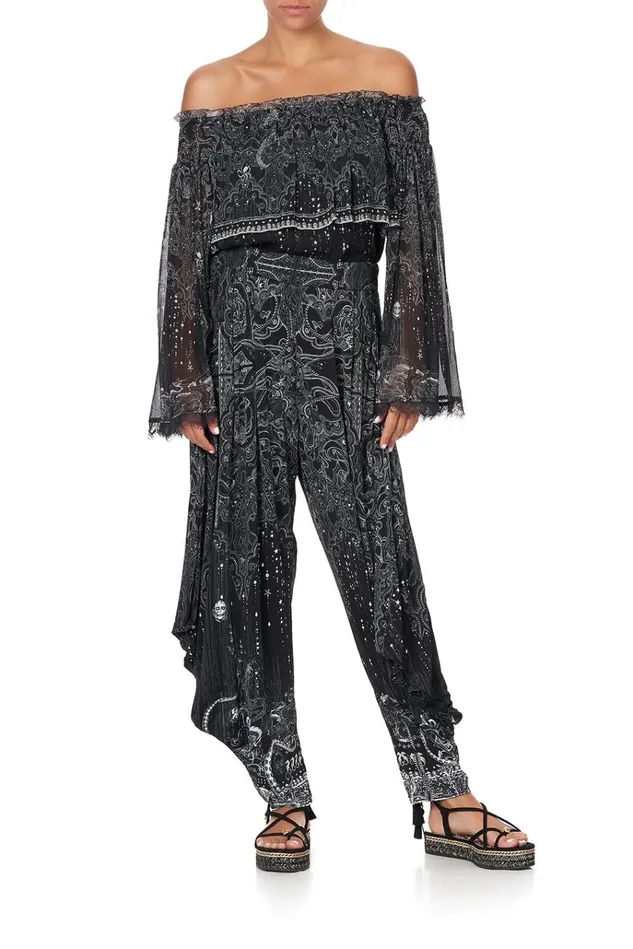 Camilla Tops Women Tiered Ruffle Blouse Midnight Pearl