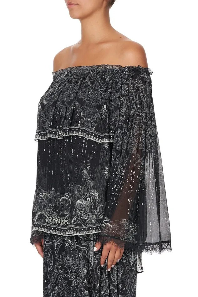 Camilla Tops Women Tiered Ruffle Blouse Midnight Pearl