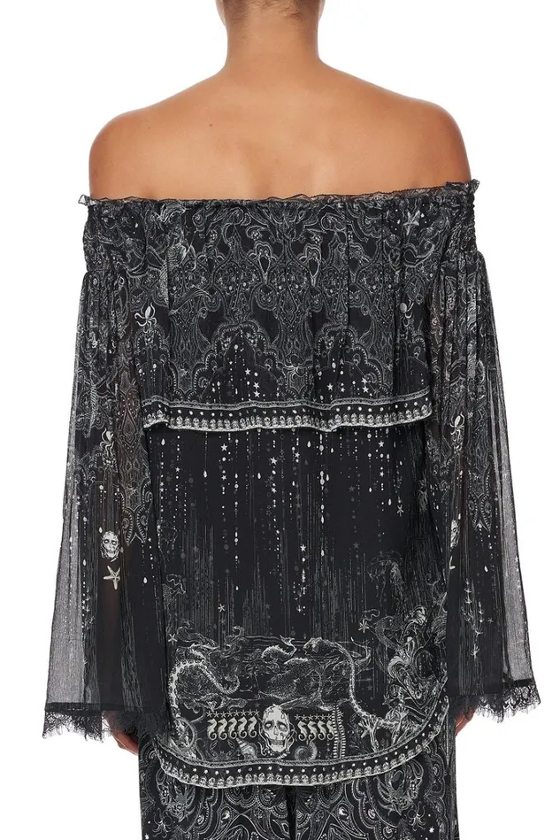 Camilla Tops Women Tiered Ruffle Blouse Midnight Pearl