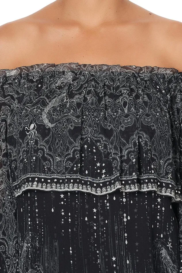 Camilla Tops Women Tiered Ruffle Blouse Midnight Pearl
