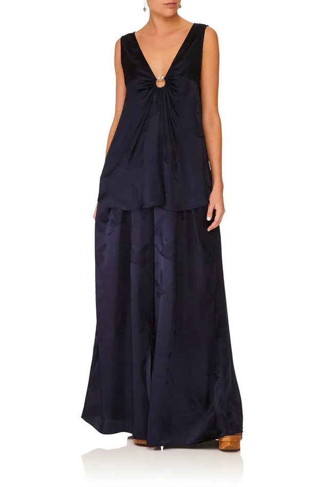 Camilla Tops Women Wide Strap URing Top Solid Navy