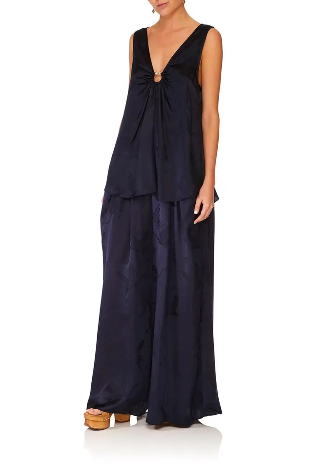 Camilla Tops Women Wide Strap URing Top Solid Navy