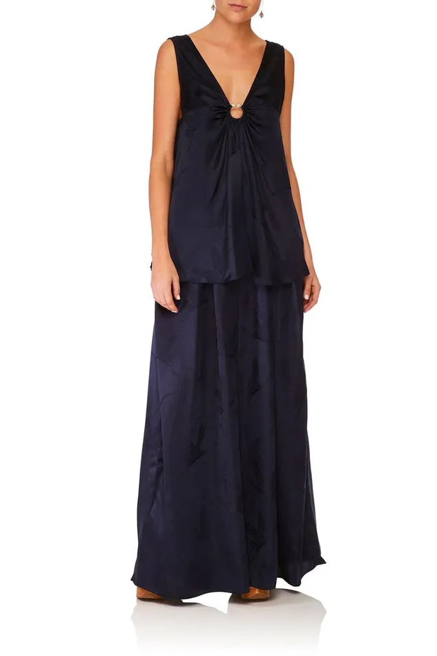 Camilla Tops Women Wide Strap URing Top Solid Navy