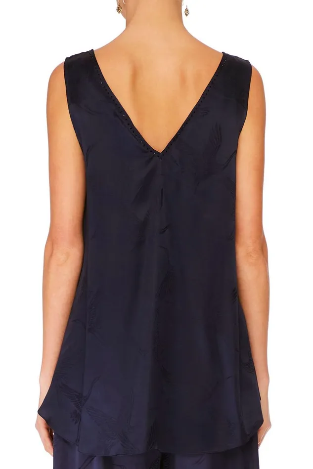 Camilla Tops Women Wide Strap URing Top Solid Navy
