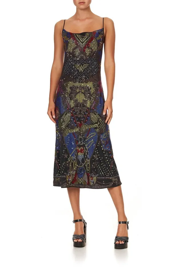 Camilla Wedding Guest Dresses Women Embellished Long Bias Slip Wonder Woman