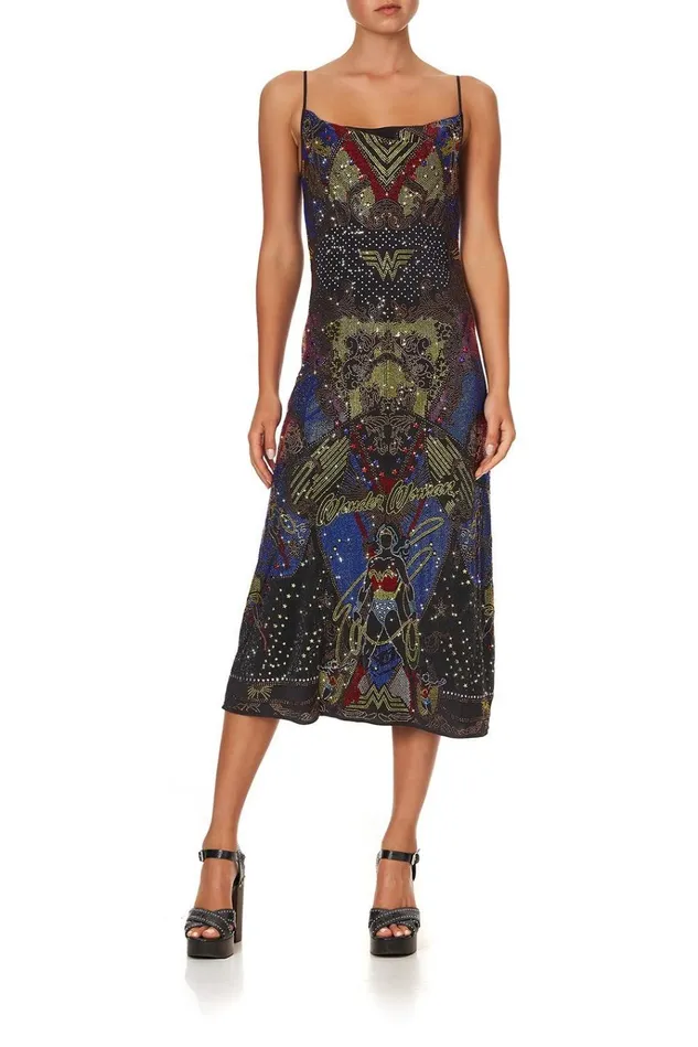 Camilla Wedding Guest Dresses Women Embellished Long Bias Slip Wonder Woman