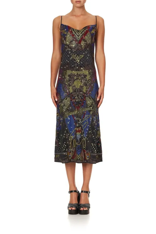 Camilla Wedding Guest Dresses Women Embellished Long Bias Slip Wonder Woman