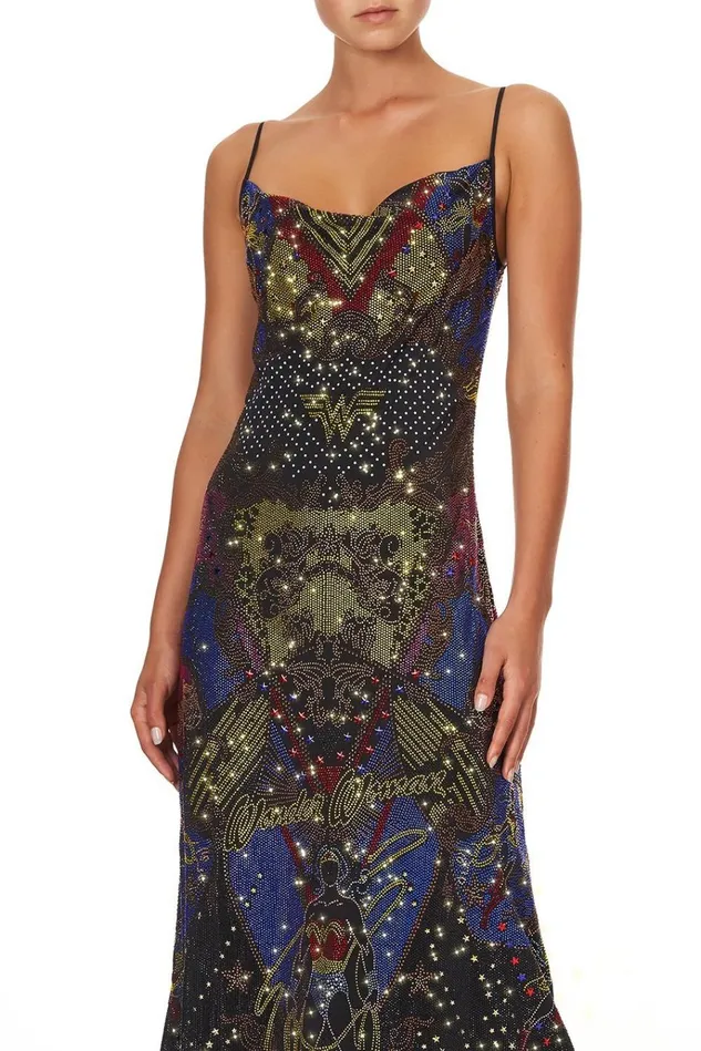 Camilla Wedding Guest Dresses Women Embellished Long Bias Slip Wonder Woman