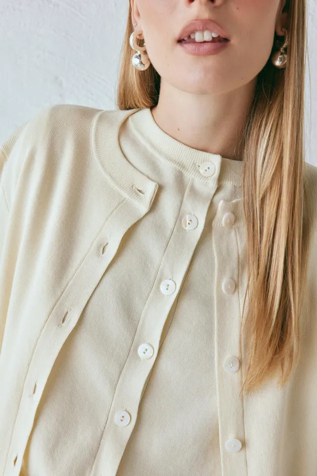 Cardigans Women VRG GRL Evie Knit Cardigan Cream Cardigans Women VRG GRL Evie Knit Cardigan Cream