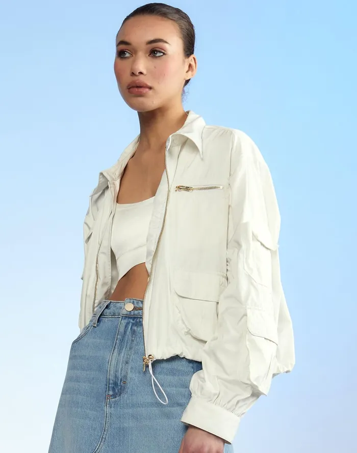 Cargo Jacket 8211 White Women Cynthia Rowley Jackets and Coats