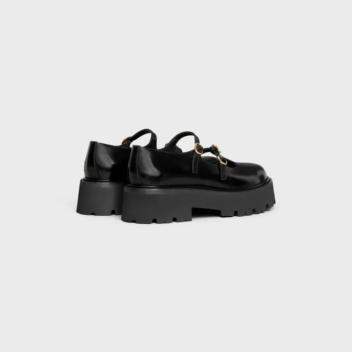 Celine Bulky Babies Triomphe In Polished Bullskin Black Women CELINE LOAFERS AND FLATS