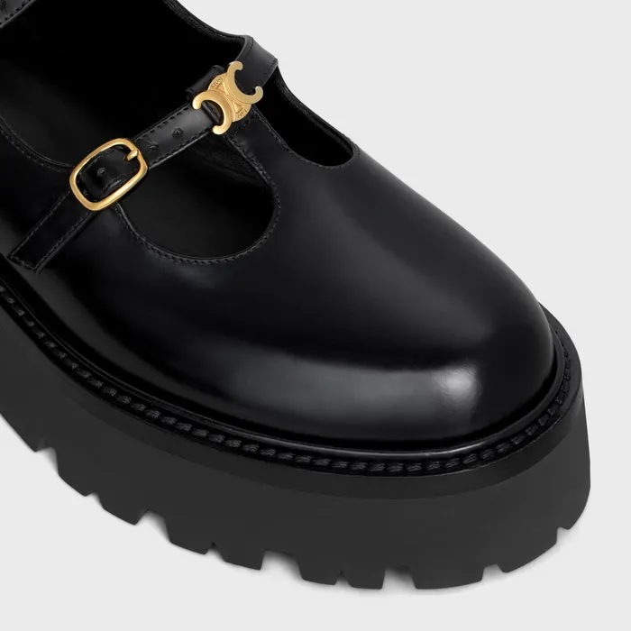 Celine Bulky Babies Triomphe In Polished Bullskin Black Women CELINE LOAFERS AND FLATS