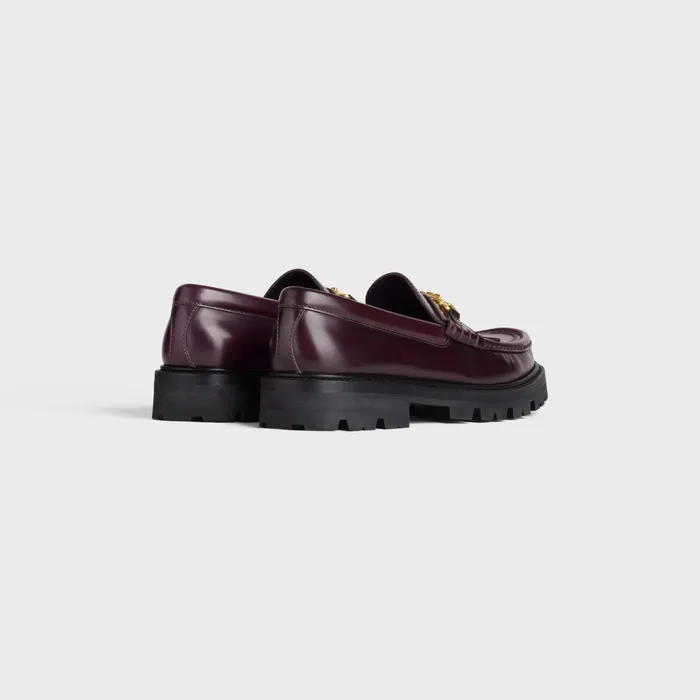Celine Margaret Loafer With Triomphe Chain In Polished Bull Burgundy Women CELINE LOAFERS AND FLATS