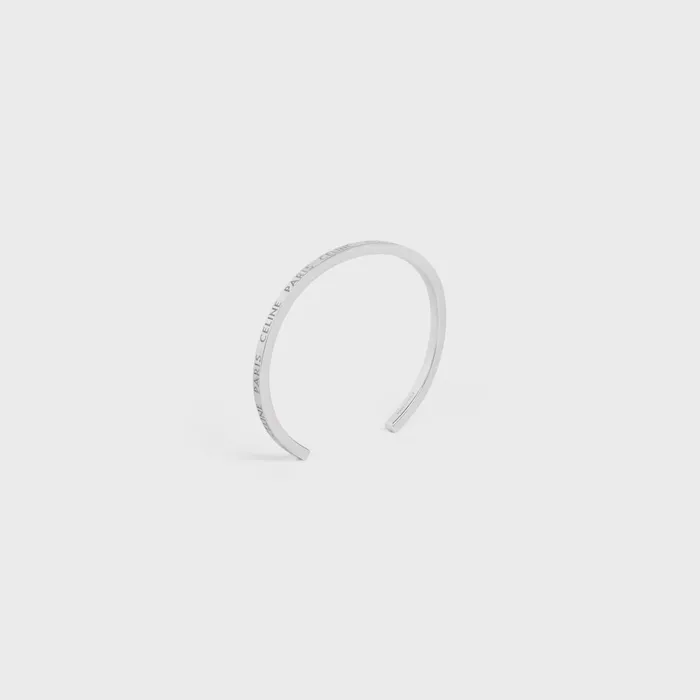 Celine Paris Thin Cuff In Brass With Rhodium Finish Silver Women CELINE BRACELETS Celine Paris Thin Cuff In Brass With Rhodium Finish Silver Women CELINE BRACELETS