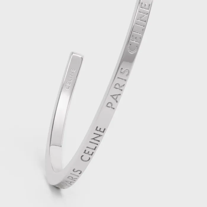 Celine Paris Thin Cuff In Brass With Rhodium Finish Silver Women CELINE BRACELETS Celine Paris Thin Cuff In Brass With Rhodium Finish Silver Women CELINE BRACELETS
