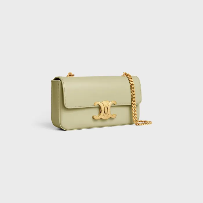 Chain Shoulder Bag Claude In Shiny Calfskin Almond Green Women CELINE CLAUDE Chain Shoulder Bag Claude In Shiny Calfskin Almond Green Women CELINE CLAUDE