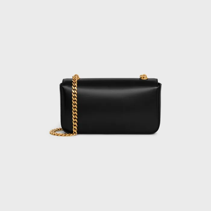 Chain Shoulder Bag Claude With Strass Closure In Shiny Calfskin Black Women CELINE CLAUDE Chain Shoulder Bag Claude With Strass Closure In Shiny Calfskin Black Women CELINE CLAUDE