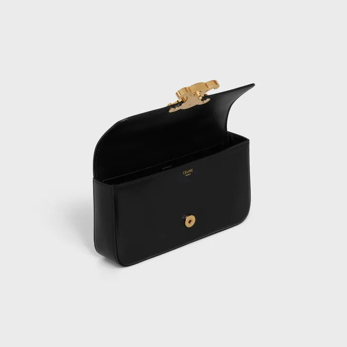 Chain Shoulder Bag Claude With Strass Closure In Shiny Calfskin Black Women CELINE CLAUDE Chain Shoulder Bag Claude With Strass Closure In Shiny Calfskin Black Women CELINE CLAUDE