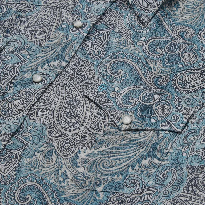 Classic Cut Men Stetson Paisley Western Shirt Green