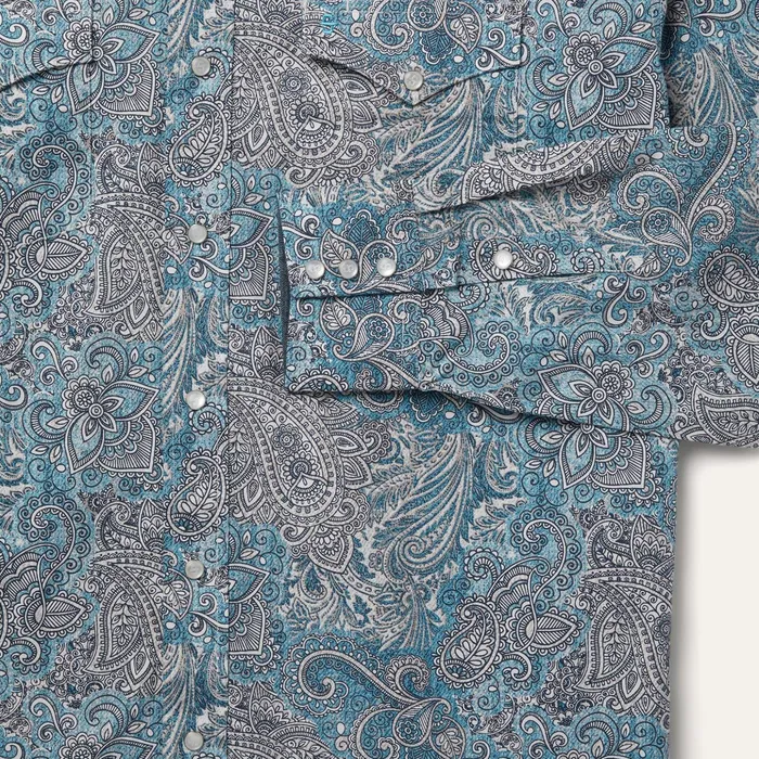 Classic Cut Men Stetson Paisley Western Shirt Green