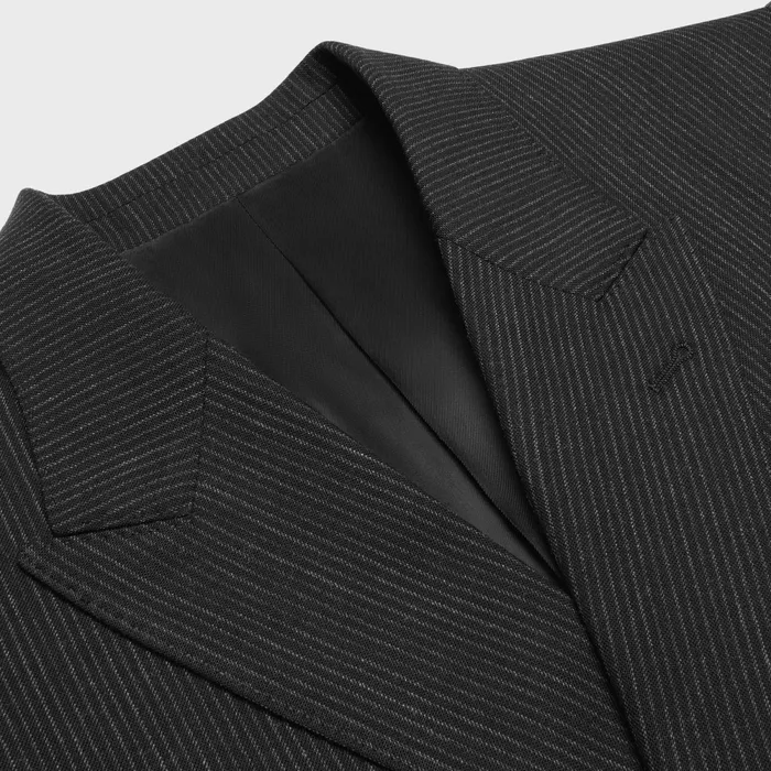 Classic Jacket In Striped Wool Black and White Men CELINE JACKETS and TROUSERS