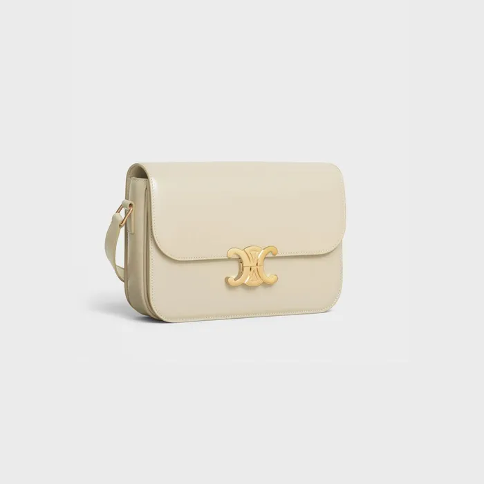Classique Triomphe Bag In Shiny Calfskin Limestone Women CELINE TRIOMPHE Classique Triomphe Bag In Shiny Calfskin Limestone Women CELINE TRIOMPHE