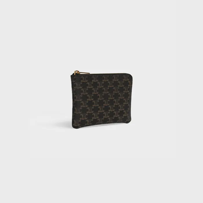 Coin And Card Pouch In Triomphe Canvas Black Women CELINE CARD HOLDERS