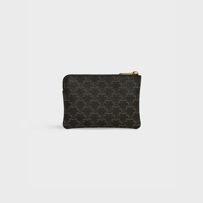 Coin And Card Pouch In Triomphe Canvas Black Women CELINE CARD HOLDERS