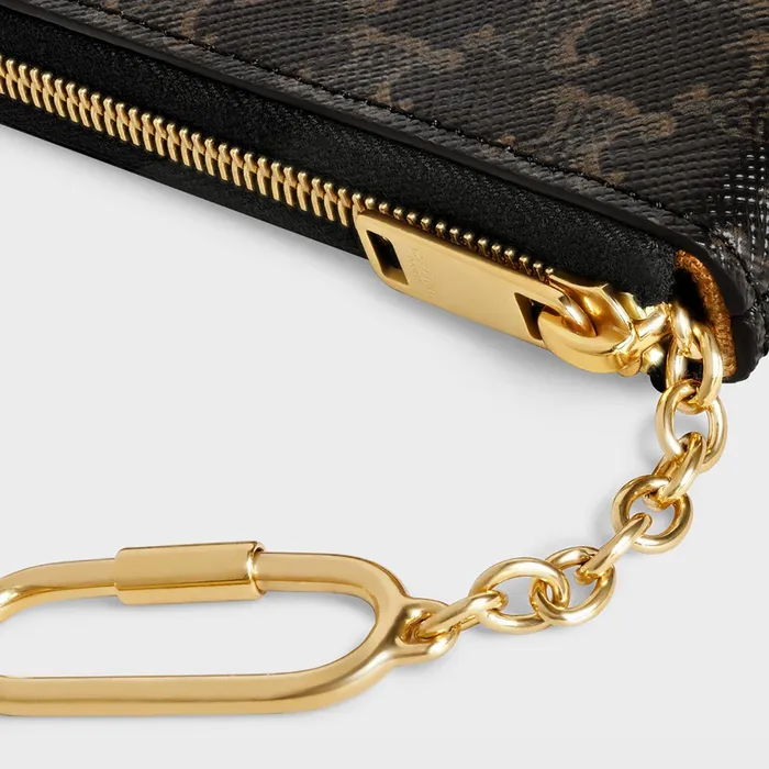 Coin And Card Pouch In Triomphe Canvas Black Women CELINE CARD HOLDERS