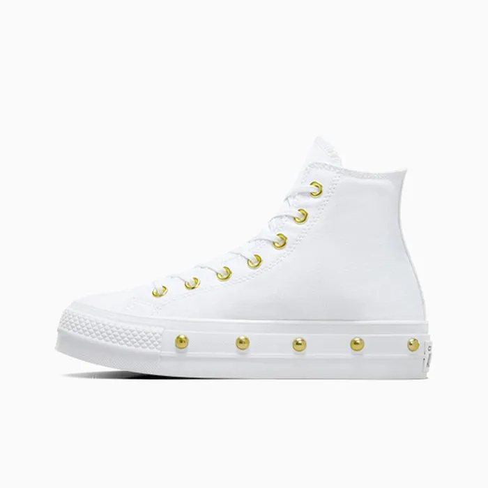 Converse High Top Chuck Taylor All Star Lift Platform Star Studded Whitewhitegold 8211 Women