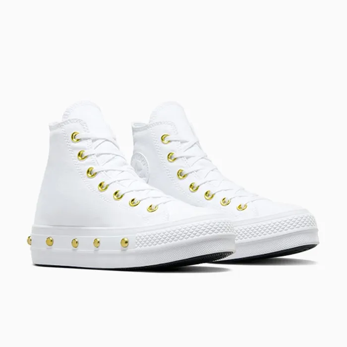 Converse High Top Chuck Taylor All Star Lift Platform Star Studded Whitewhitegold 8211 Women