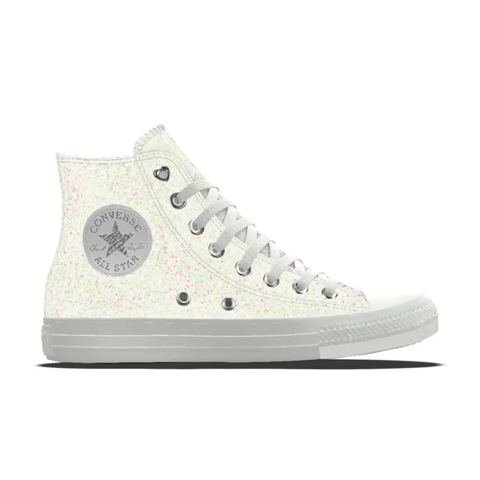 Converse High Top Custom Chuck Taylor All Star Premium Wedding By You White Glitter 8211 Women Converse High Top Custom Chuck Taylor All Star Premium Wedding By You White Glitter 8211 Women
