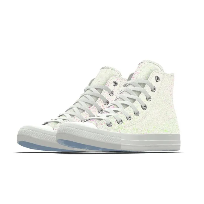 Converse High Top Custom Chuck Taylor All Star Premium Wedding By You White Glitter 8211 Women