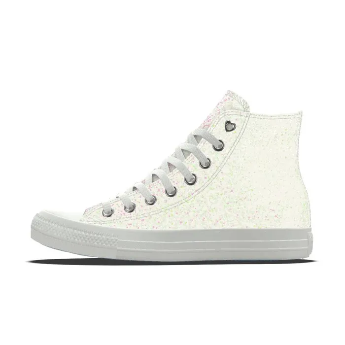 Converse High Top Custom Chuck Taylor All Star Premium Wedding By You White Glitter 8211 Women