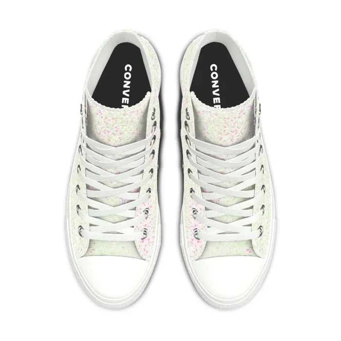 Converse High Top Custom Chuck Taylor All Star Premium Wedding By You White Glitter 8211 Women