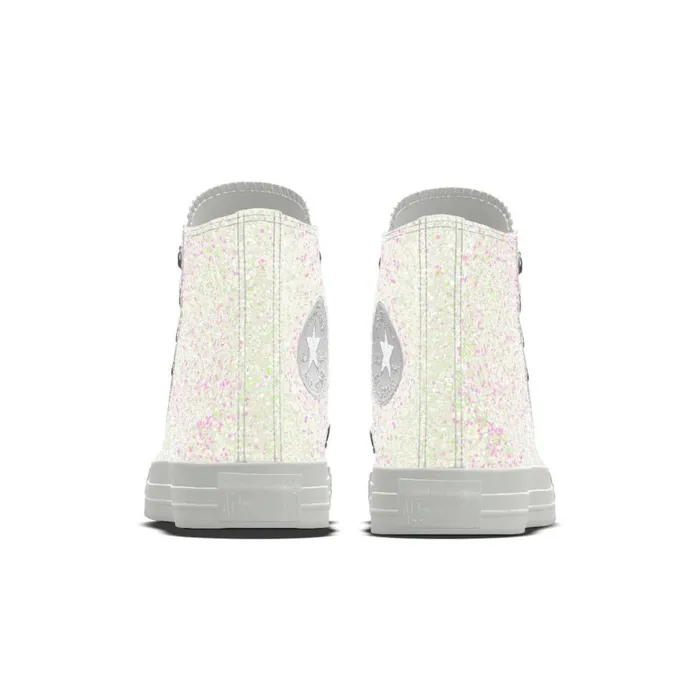 Converse High Top Custom Chuck Taylor All Star Premium Wedding By You White Glitter 8211 Women