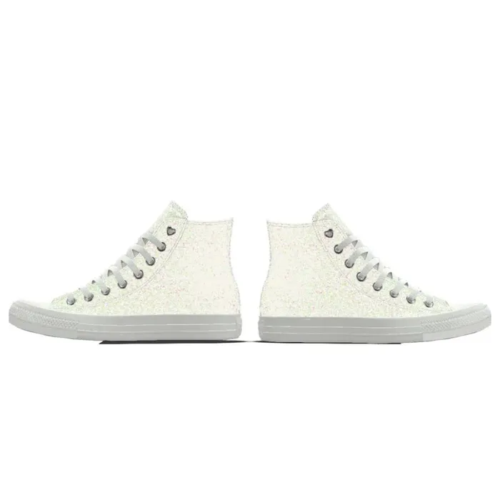 Converse High Top Custom Chuck Taylor All Star Premium Wedding By You White Glitter 8211 Women