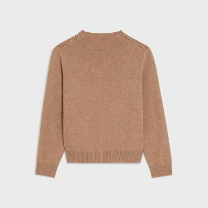 Crew Neck Sweater In Heritage Cashmere Camel Men CELINE KNITWEAR
