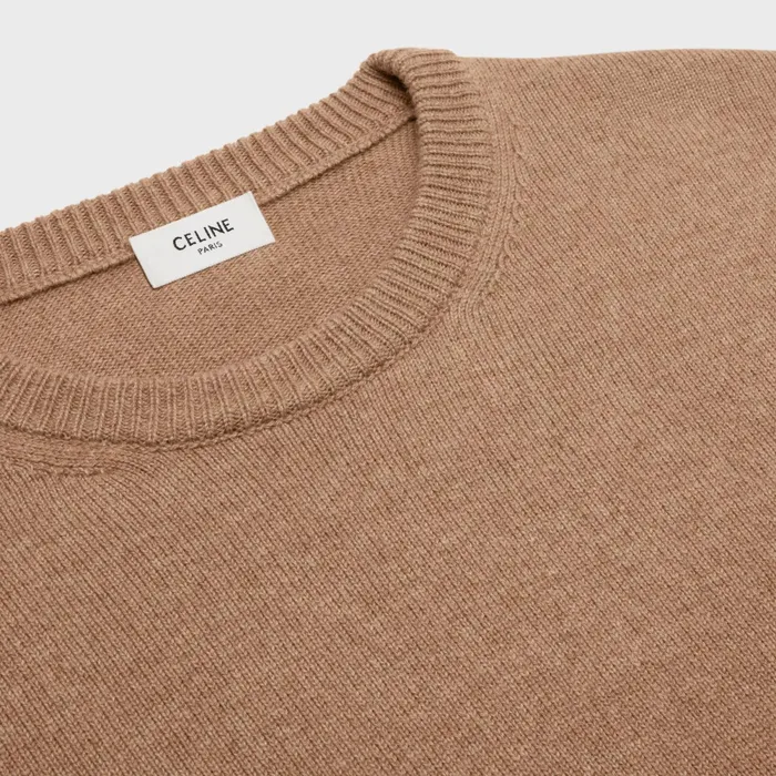 Crew Neck Sweater In Heritage Cashmere Camel Men CELINE KNITWEAR