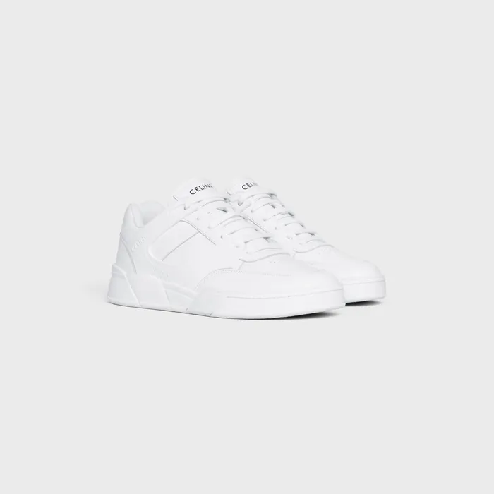 Ct07 Celine Trainer Low LaceUp Sneaker In Calfskin Optic White Men CELINE SNEAKERS