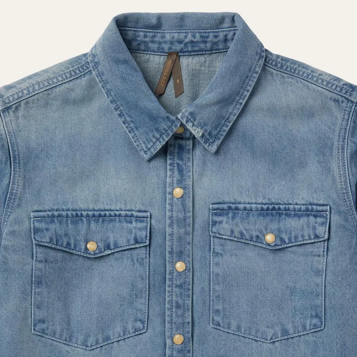 Denim Shirts Women Stetson Loose Fit Denim SnapFront Shirt Blue