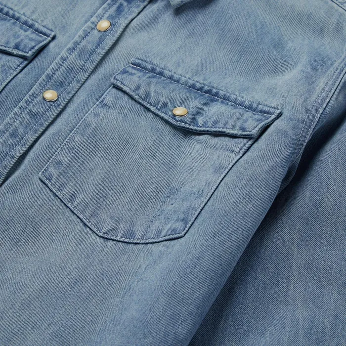 Denim Shirts Women Stetson Loose Fit Denim SnapFront Shirt Blue