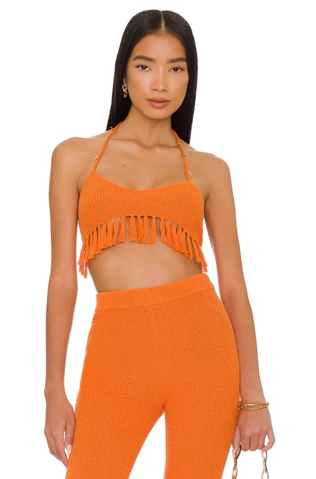 Devitta Crop Top W Fringe Tangerine Women Lovers and Friends Tops