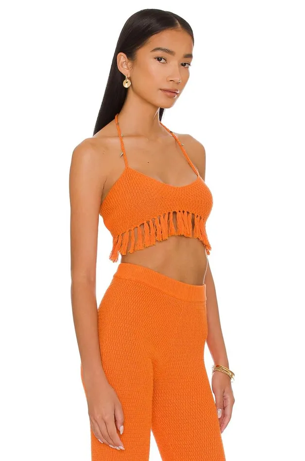 Devitta Crop Top W Fringe Tangerine Women Lovers and Friends Tops