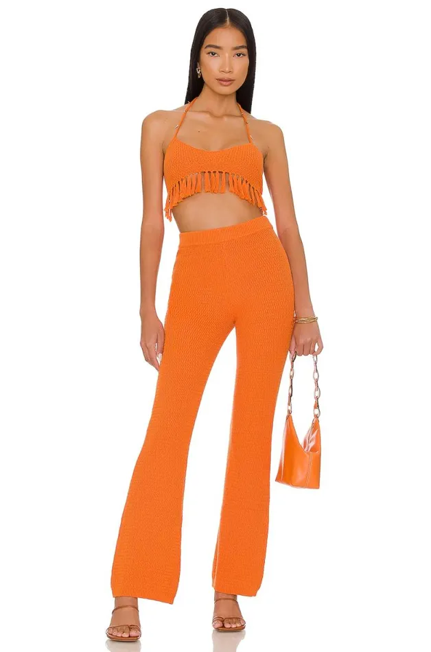 Devitta Crop Top W Fringe Tangerine Women Lovers and Friends Tops