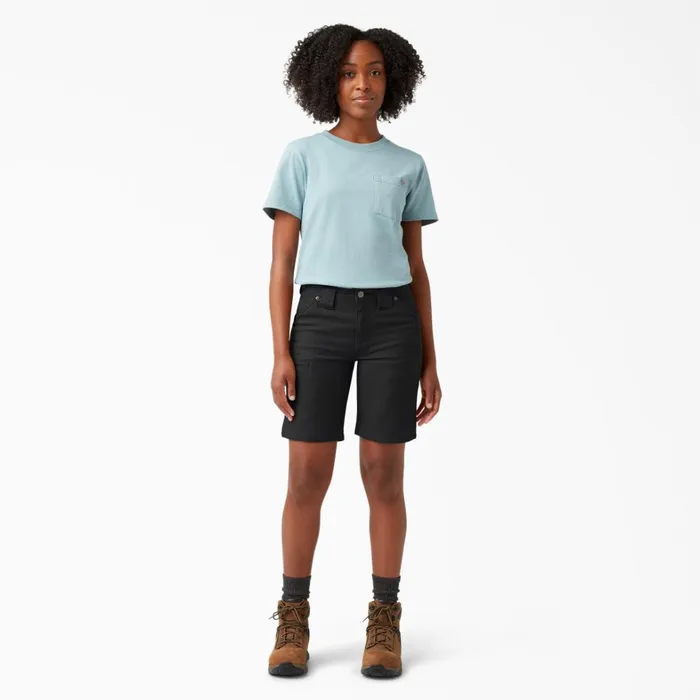 Dickies Cargo Women039s FLEX DuraTech Straight Fit Shorts 9034 Black Black bkx 8211 Women
