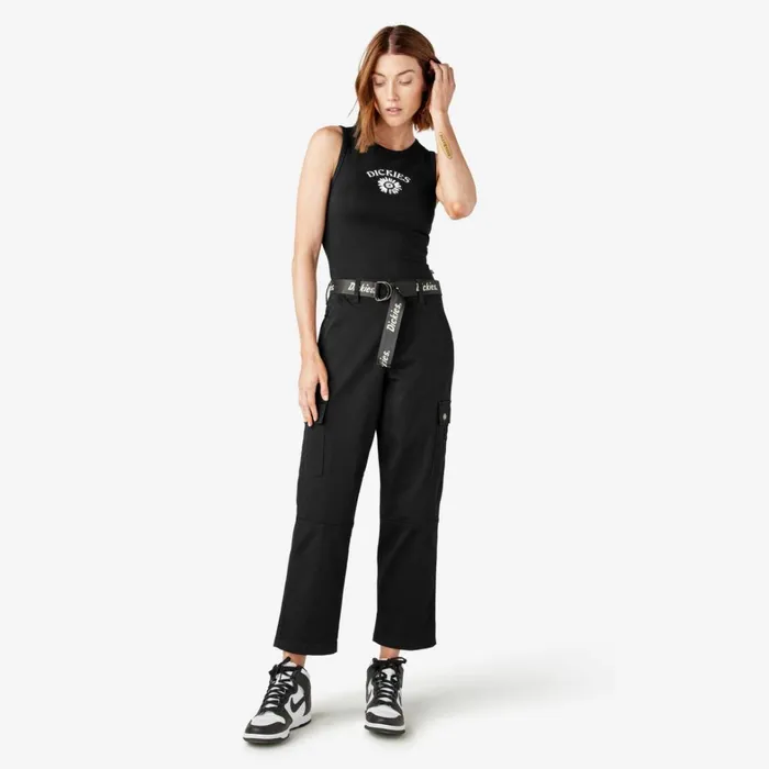 Dickies Cargo Women039s Relaxed Fit Cropped Cargo Pants Black Black bkx 8211 Women