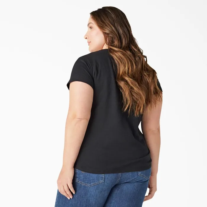 Dickies Hi Vis Women039s Plus Heavyweight Short Sleeve Pocket TShirt Black Black bk 8211 Women