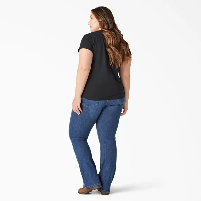 Dickies Hi Vis Women039s Plus Heavyweight Short Sleeve Pocket TShirt Black Black bk 8211 Women